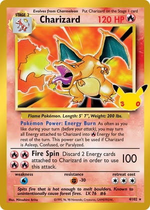 Charizard (Classic Collection) 4/102, Classic reprint of Base Set